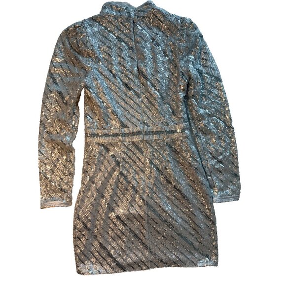 SAYLOR  Party Mini Dress In Platinum Sequin Size Medium - Picture 6 of 7